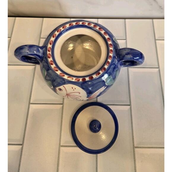 Vietri Solimene FISH Sugar Bowl w/ Lid Blue Campagna Italy Italian Pottery EUC - Picture 6 of 12
